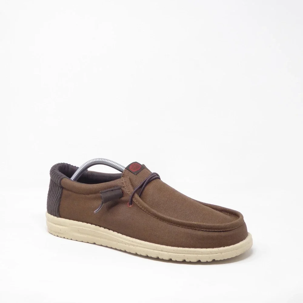 Hey Dude Mens Wally Waxed Casual Brown Loafers Corduroy Heel Size 11
